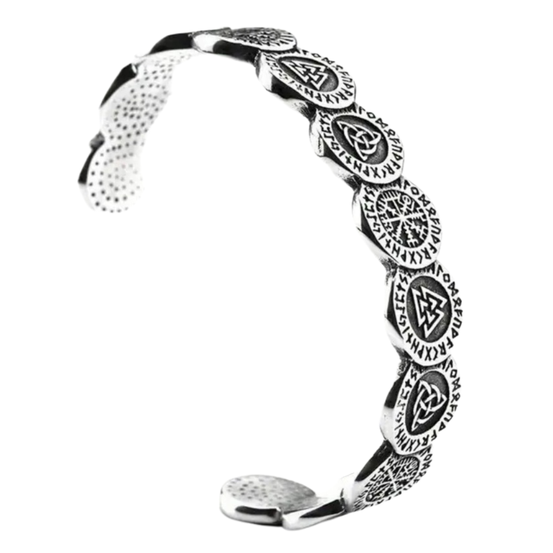 Nordic Rune & Valknut Symbol Alloy Bracelet