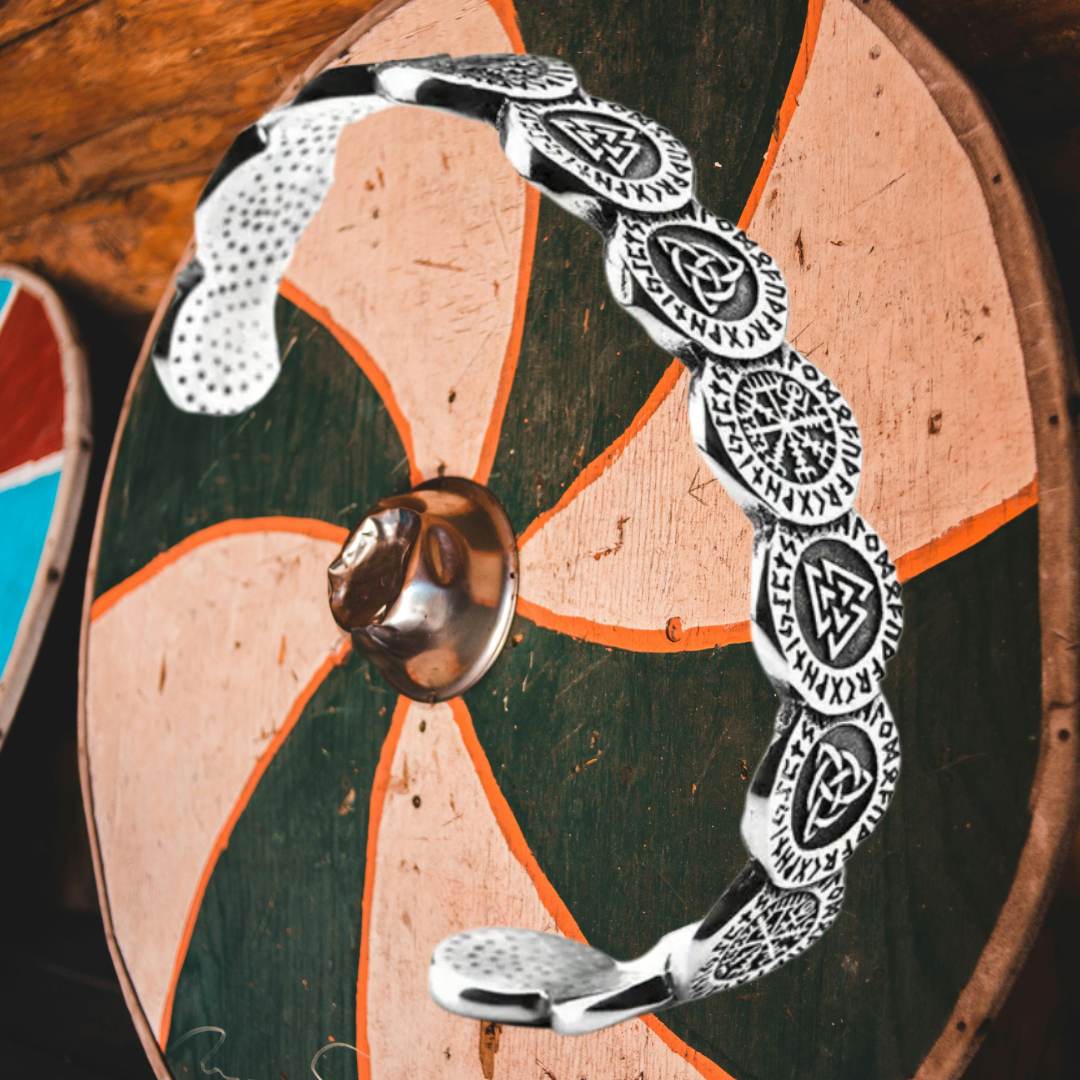 Nordic Rune & Valknut Symbol Alloy Bracelet