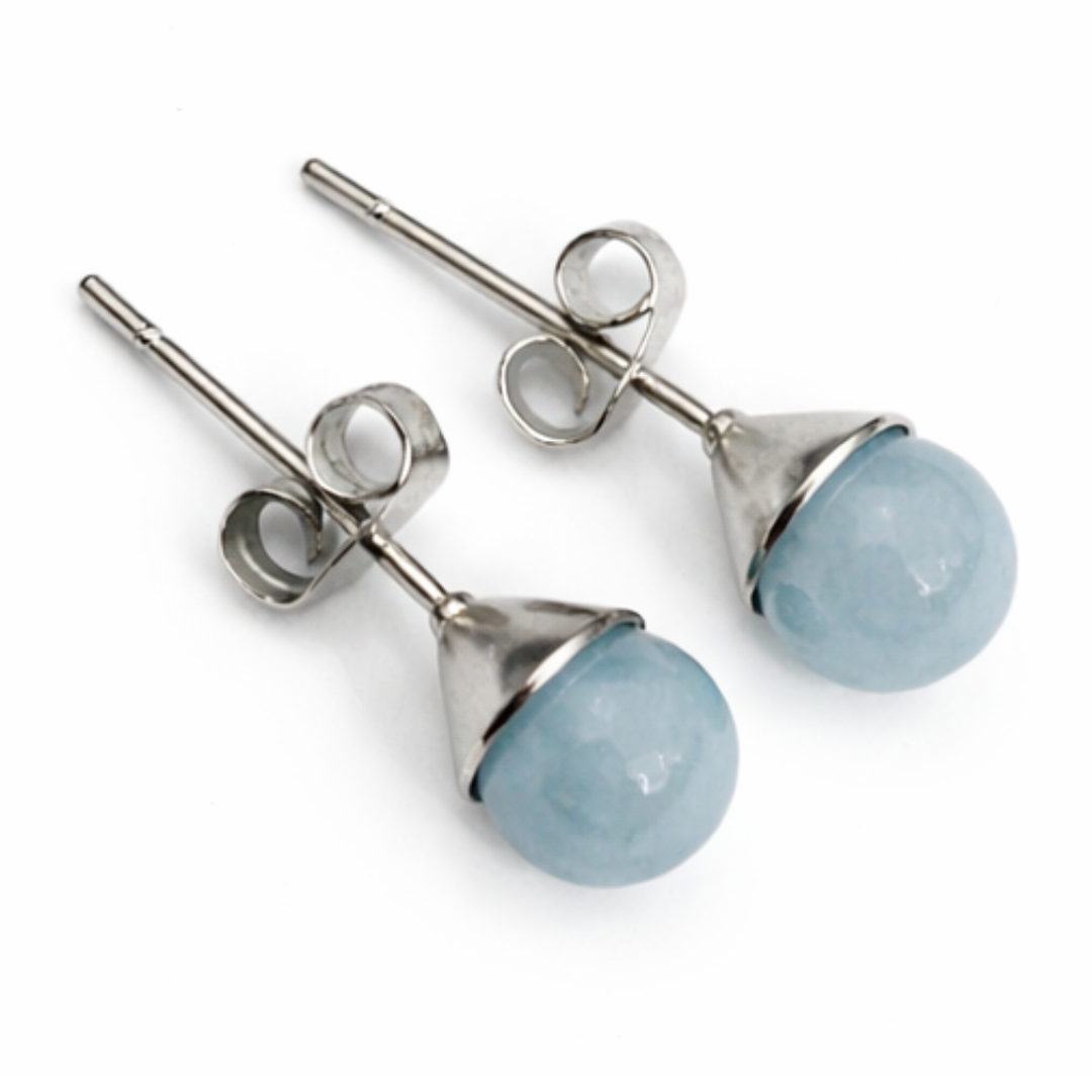 Ocean Serenity Aquamarine Stud Earrings
