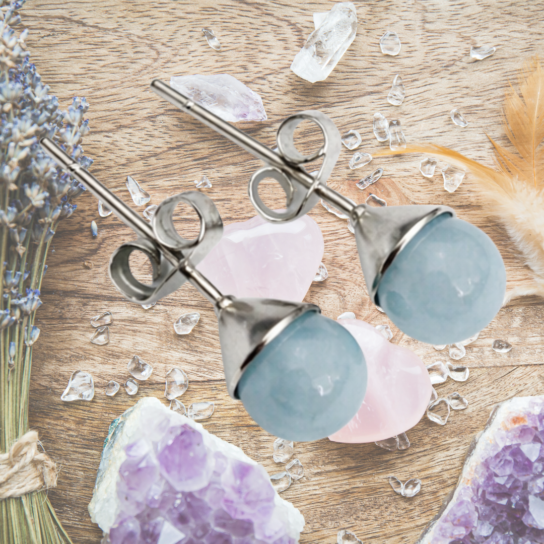 Ocean Serenity Aquamarine Stud Earrings