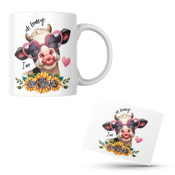 Oh Honey I am That Heifer Coffee Cup an Coaster Set