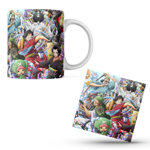 One Piece Themed Printed Coffee Cup and Coaster Set