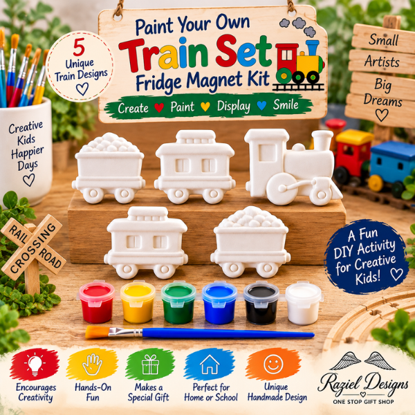 Paint Your Own Train Set Fridge Magnet Kit