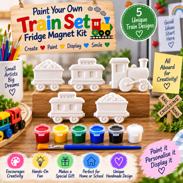 Paint Your Own Train Set Fridge Magnet Kit