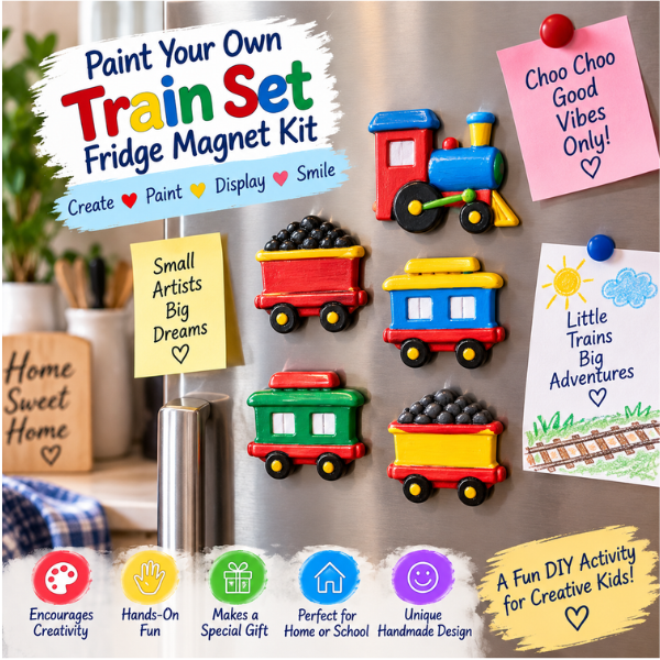 Paint Your Own Train Set Fridge Magnet Kit