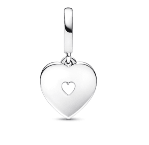 Pearlescent White Heart Double Dangle Charm