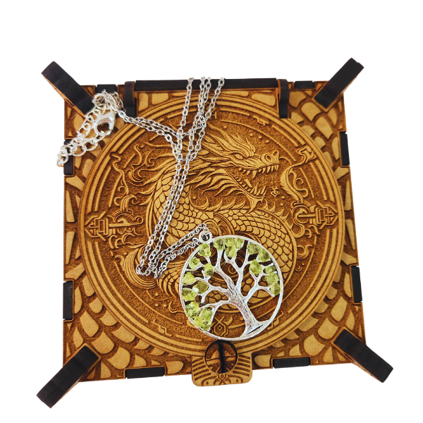 Gleaming Green: Peridot Tree of Life Necklace for Prosperity and Healing