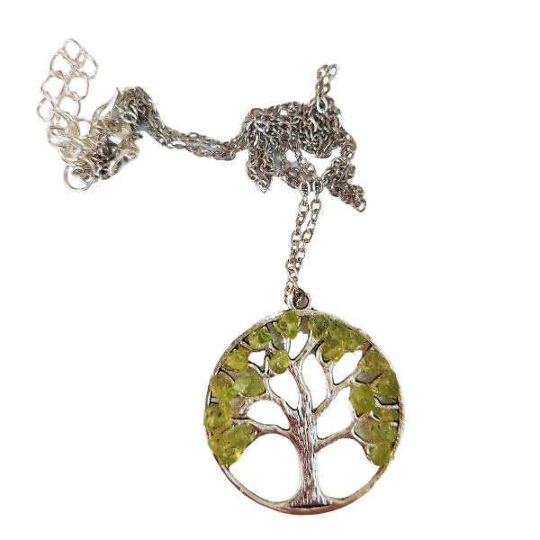 Gleaming Green: Peridot Tree of Life Necklace for Prosperity and Healing