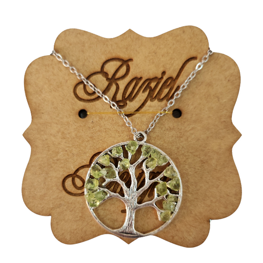 Gleaming Green: Peridot Tree of Life Necklace for Prosperity and Healing