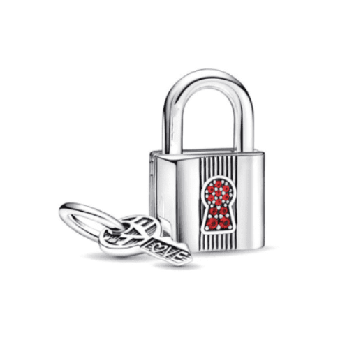 Pink Padlock and Key Charm