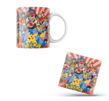 Pokemon Themed Printed Coffee Cup and Coaster Set