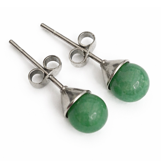 Prosperity Glow Green Aventurine Stud Earrings