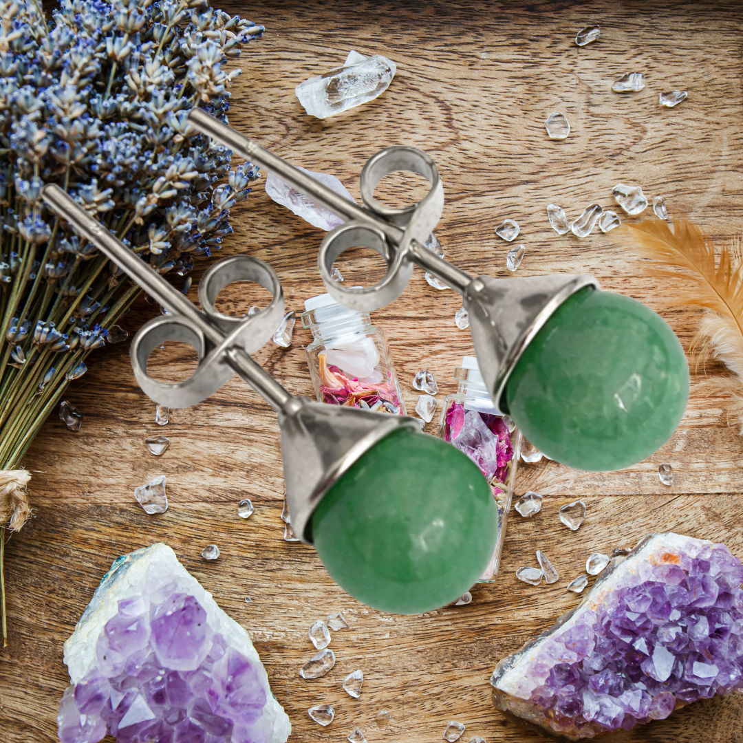 Prosperity Glow Green Aventurine Stud Earrings