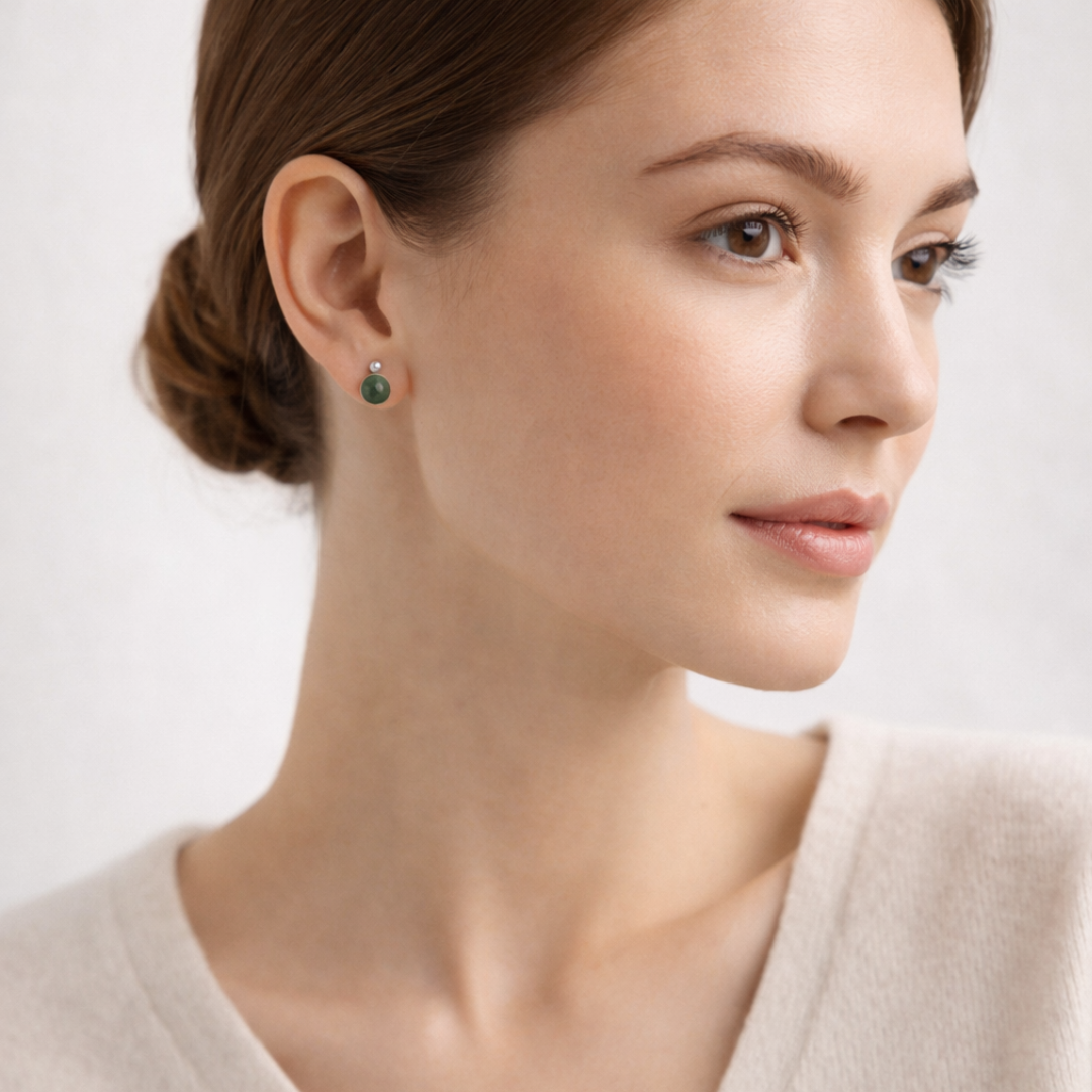 Prosperity Glow Green Aventurine Stud Earrings