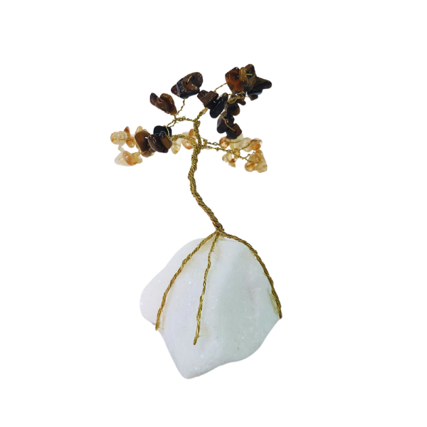 Radiant Prosperity: Tigers Eye and Citrine Gem Tree