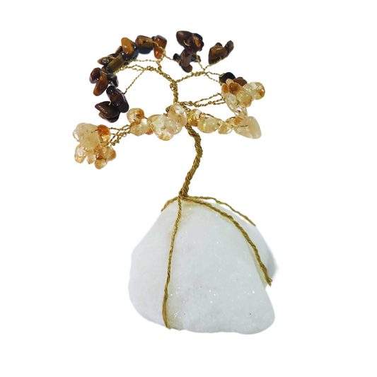 Radiant Prosperity: Tigers Eye and Citrine Gem Tree