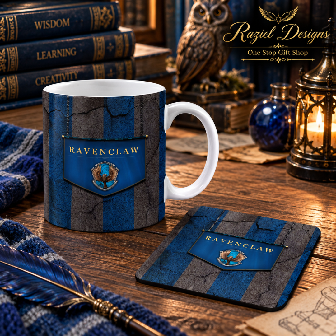 Harry Potter Ravenclaw Themed Printed Coffee Cup and Coaster Set
