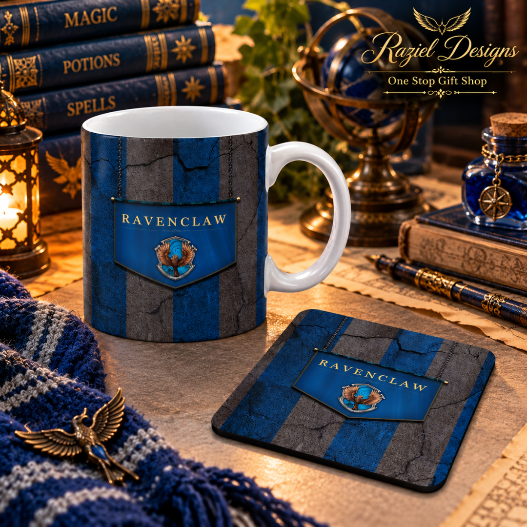 Harry Potter Ravenclaw Themed Printed Coffee Cup and Coaster Set