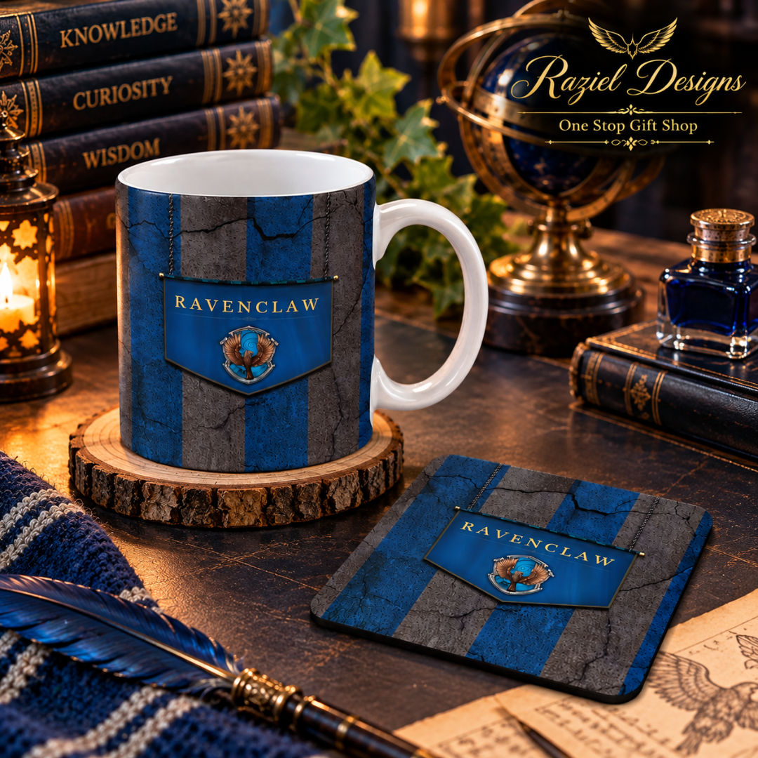 Harry Potter Ravenclaw Themed Printed Coffee Cup and Coaster Set