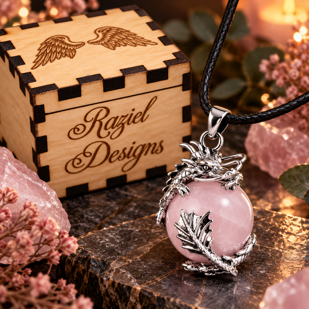 Rose Quartz Dragon Necklace