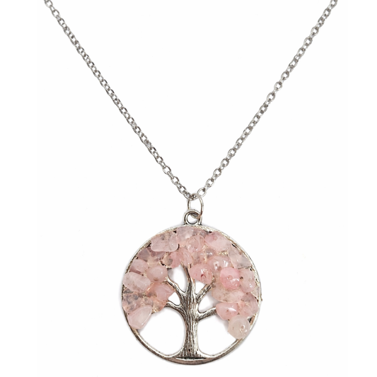 Rose Quartz Tree of Life Necklace
