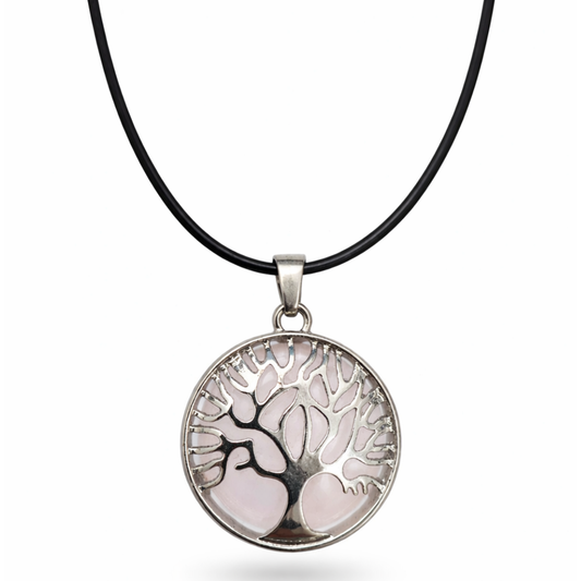 Rose Quartz Tree of Life Necklace