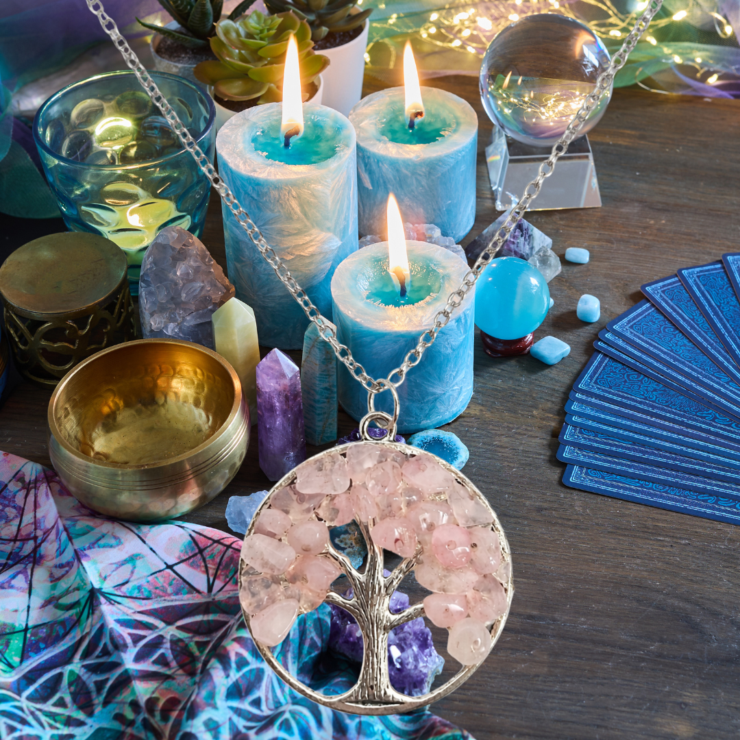 Rose Quartz Tree of Life Necklace