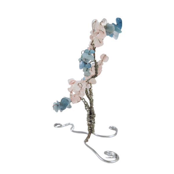 Rose Quartz and Aquamarine Gem Tree Nurturing Love and Emotional Wellness