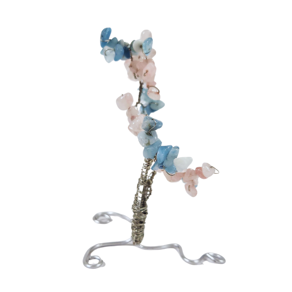 Rose Quartz and Aquamarine Gem Tree Nurturing Love and Emotional Wellness