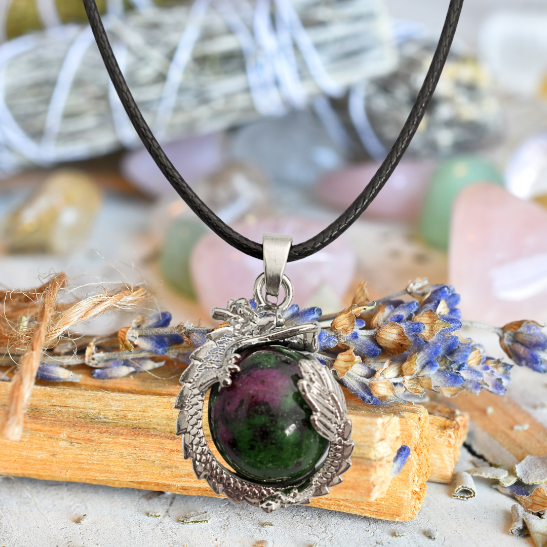 Ruby Zoisite Dragon Strength Necklace