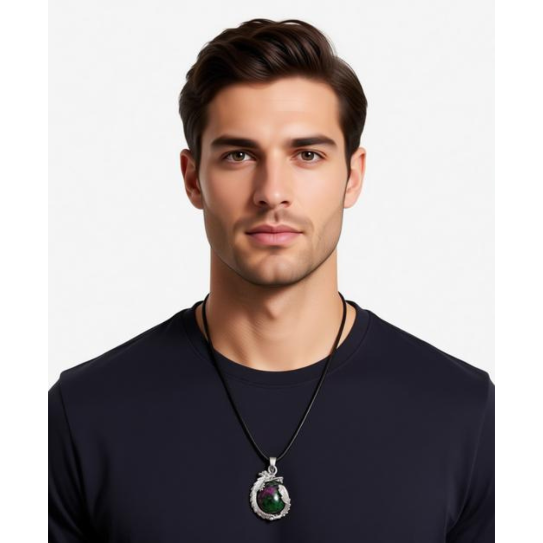 Ruby Zoisite Dragon Strength Necklace