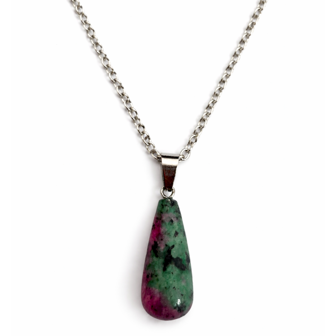 Ruby Zoisite Harmony Teardrop Necklace