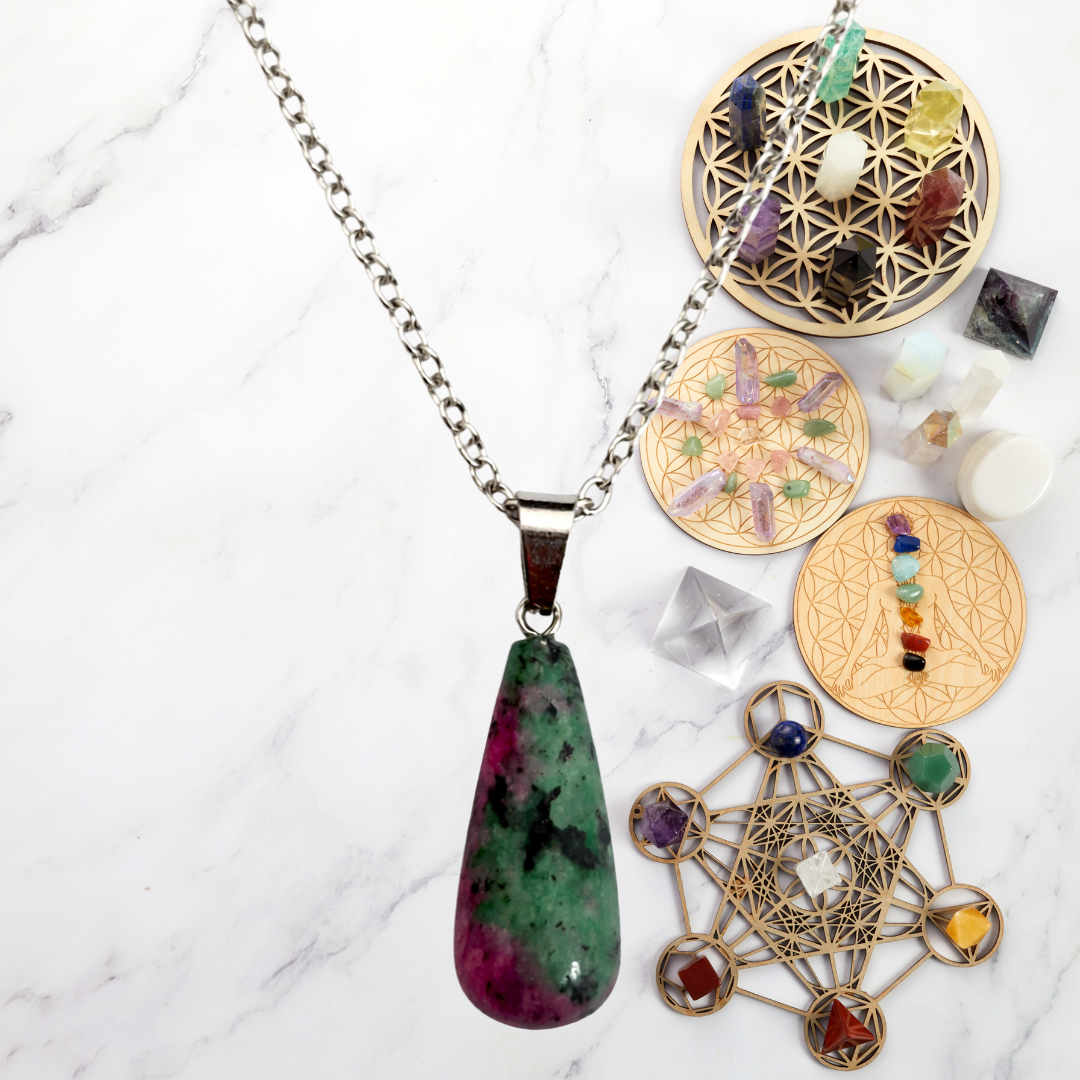 Ruby Zoisite Harmony Teardrop Necklace