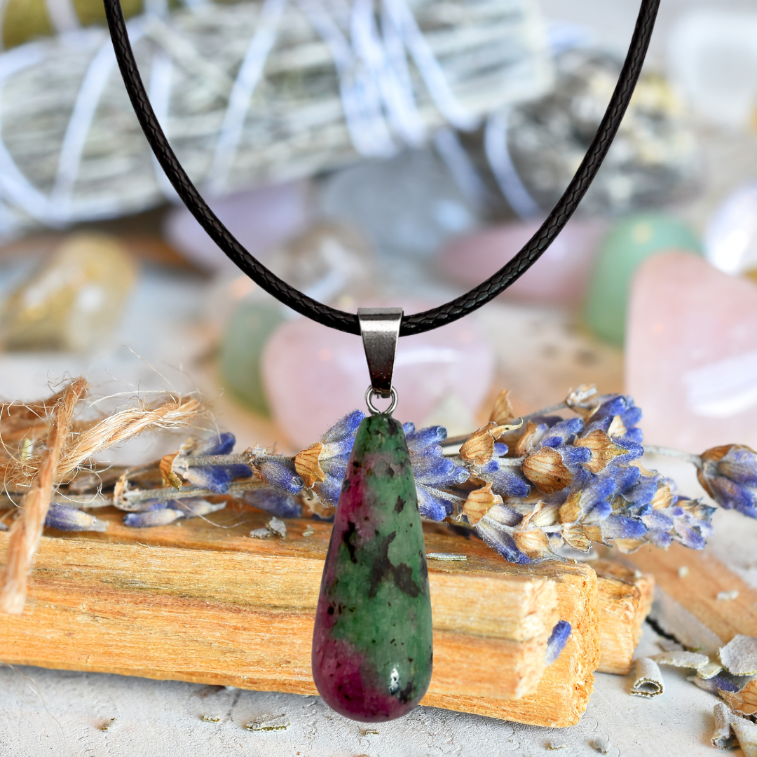 Ruby Zoisite Harmony Teardrop Necklace