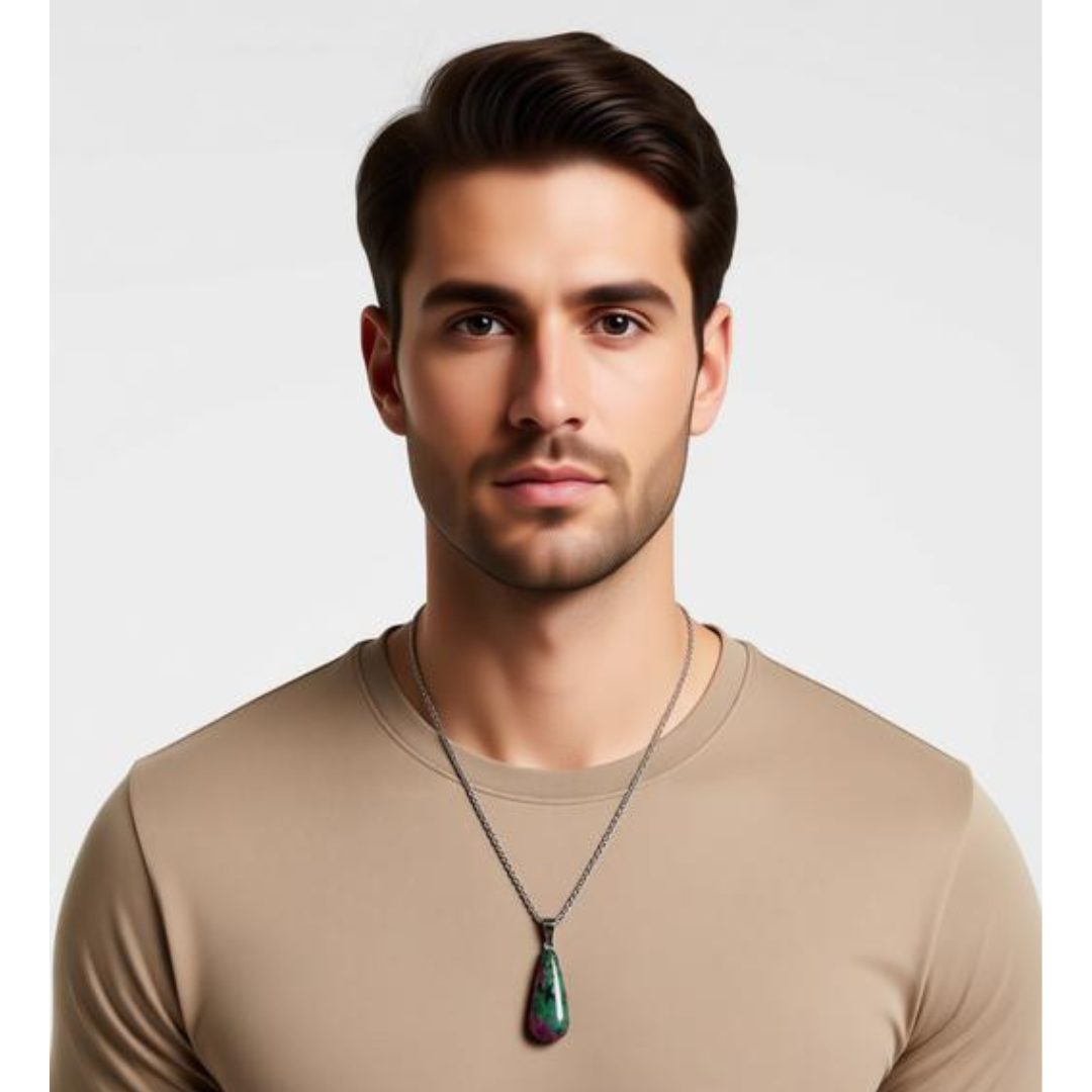 Ruby Zoisite Harmony Teardrop Necklace