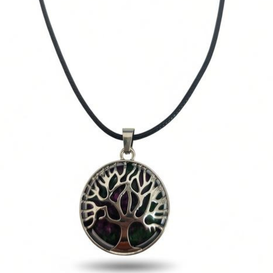 Ruby Zoisite Tree of Life Necklace