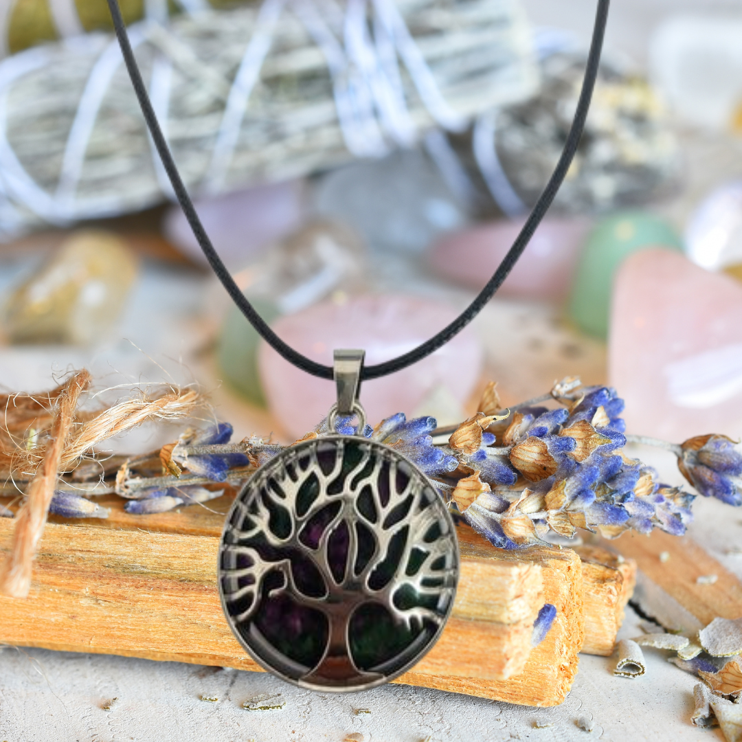 Ruby Zoisite Tree of Life Necklace