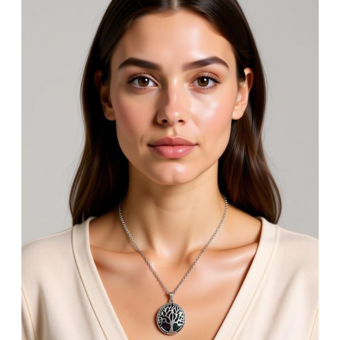 Ruby Zoisite Tree of Life Necklace