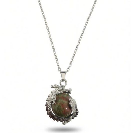 Sacred Balance Unakite Dragon Necklace
