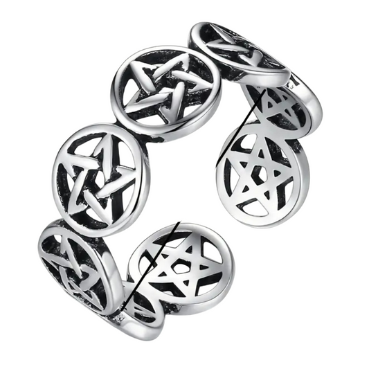Sacred Pentagram Adjustable Ring