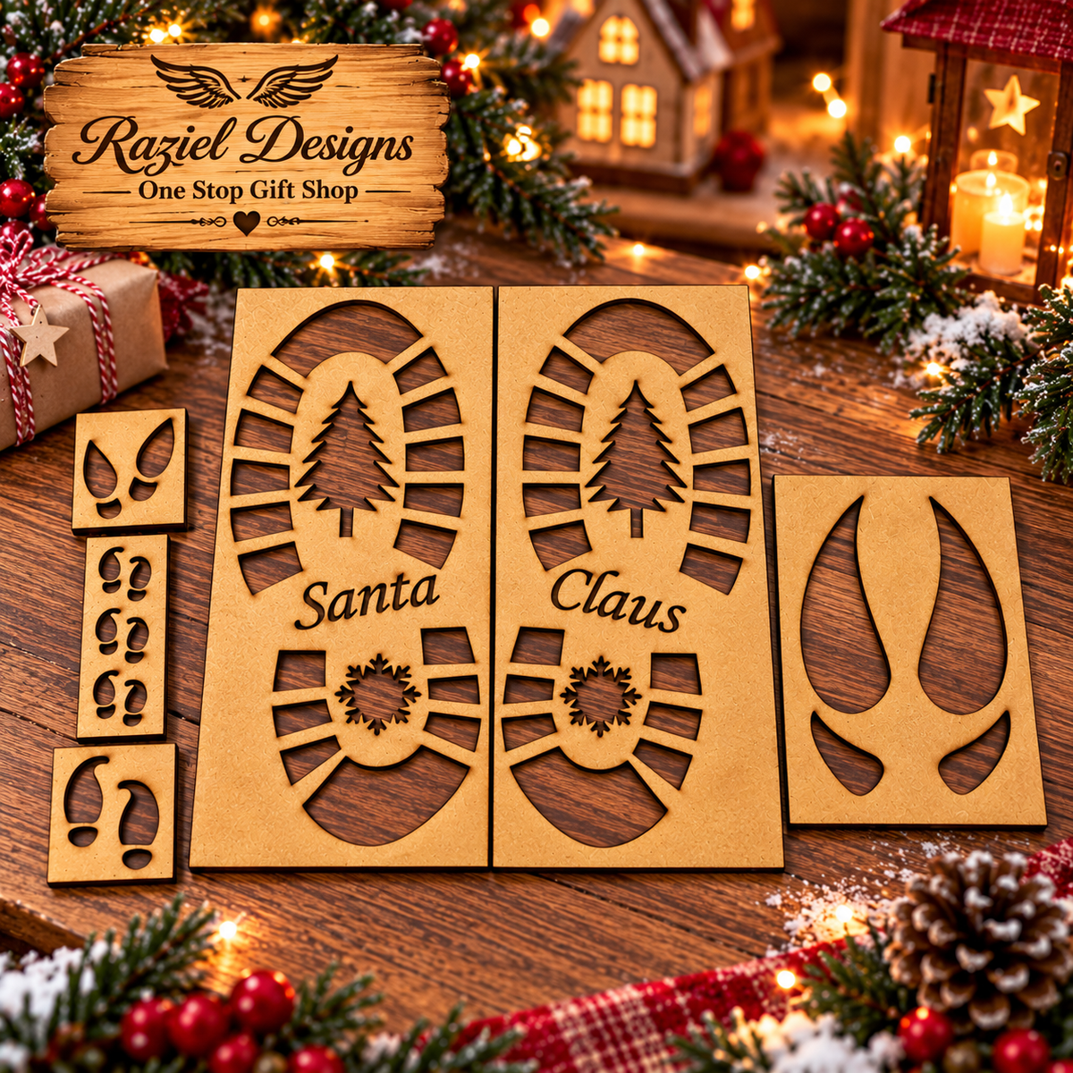 Santa Elf And Reindeer Feet Stencil Set