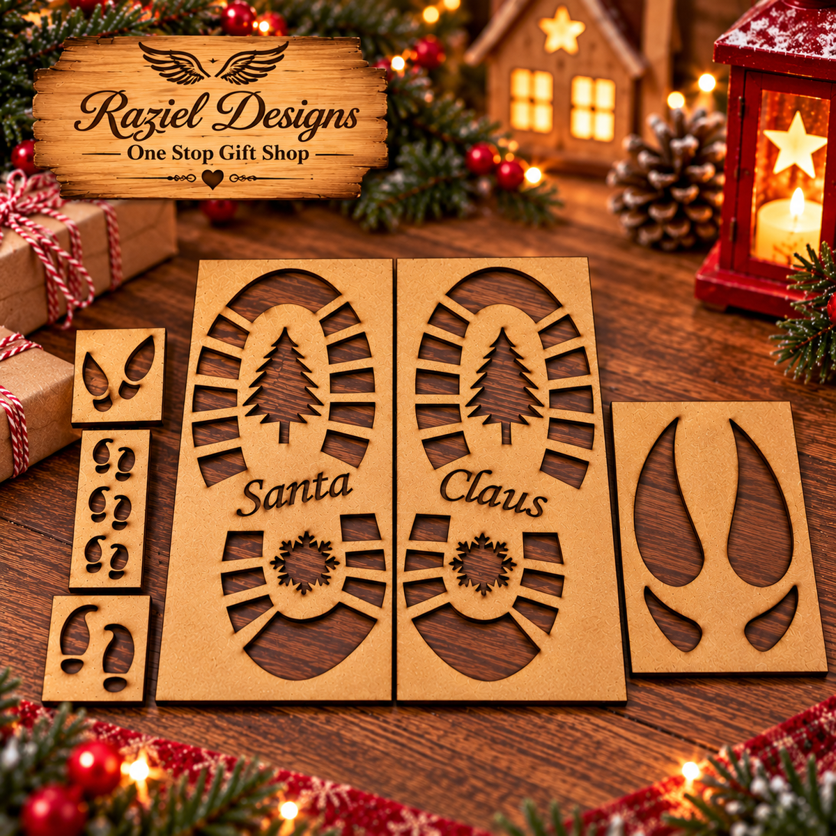 Santa Elf And Reindeer Feet Stencil Set