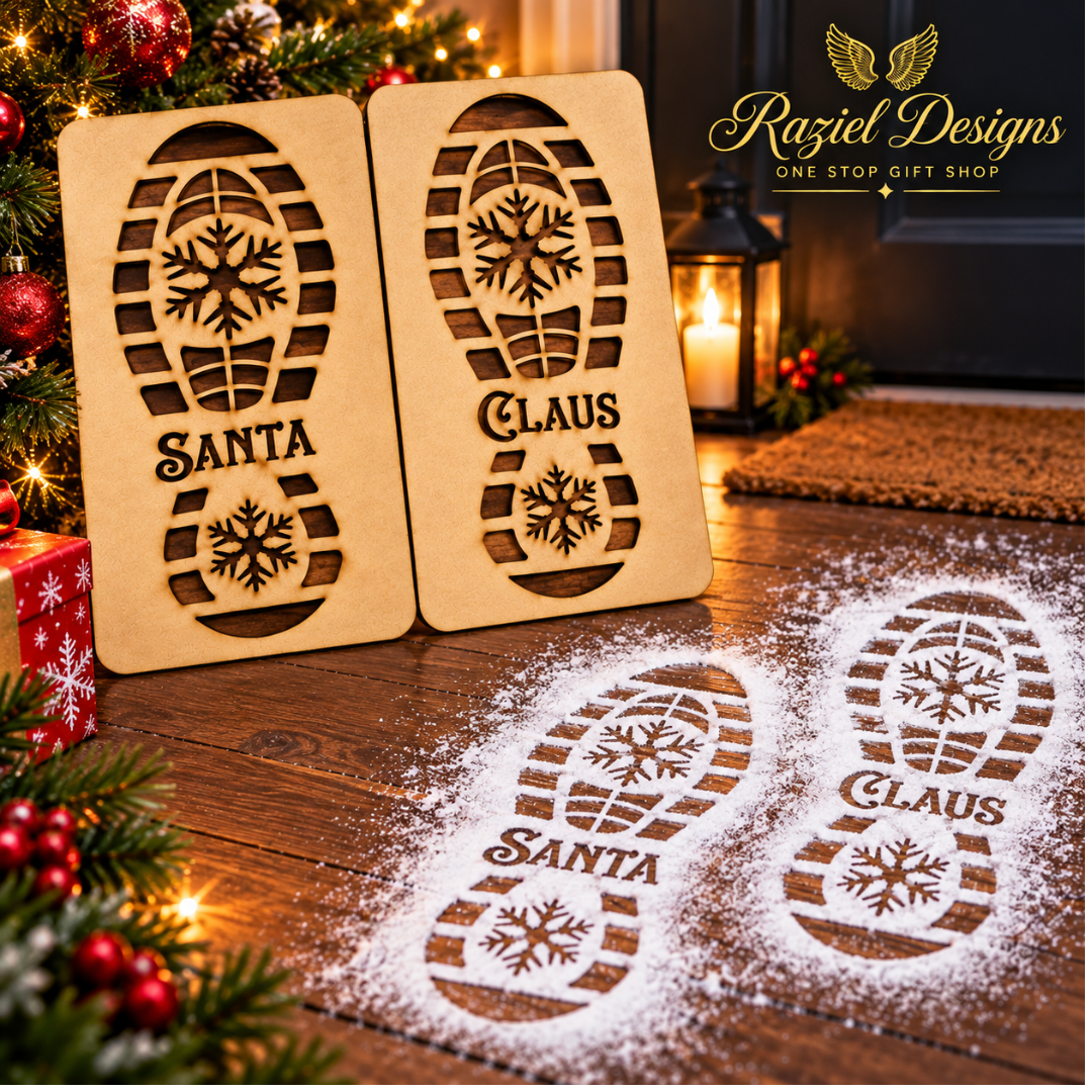Santa Claus Christmas Footprint Stencil