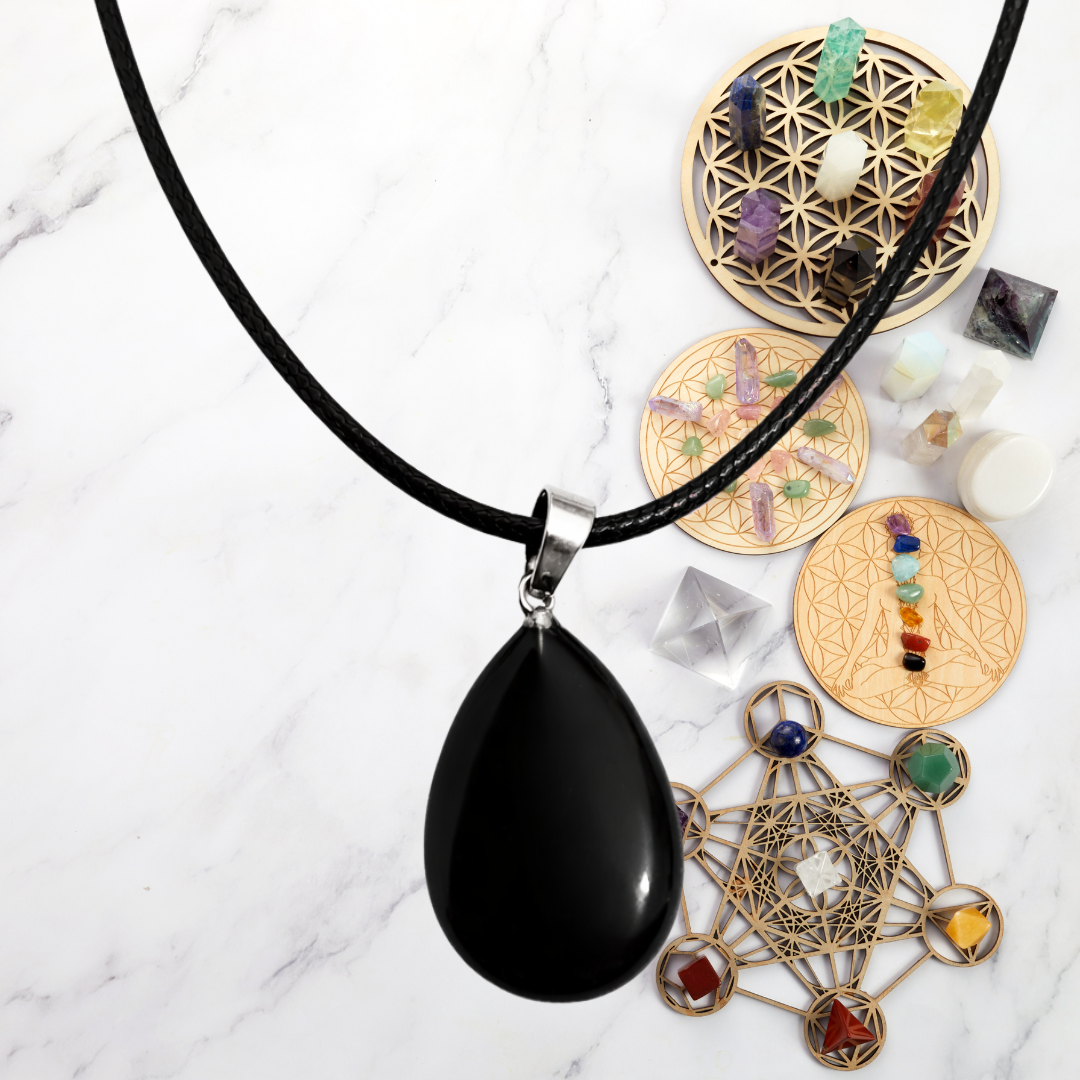 Shadow Shield Teardrop Necklace