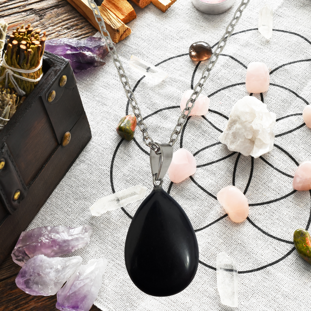 Shadow Shield Teardrop Necklace