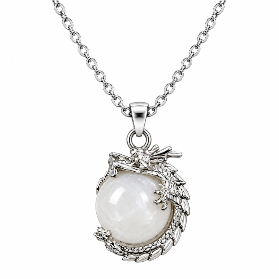 Clear Quartz Crystal Dragon Pendant Necklace