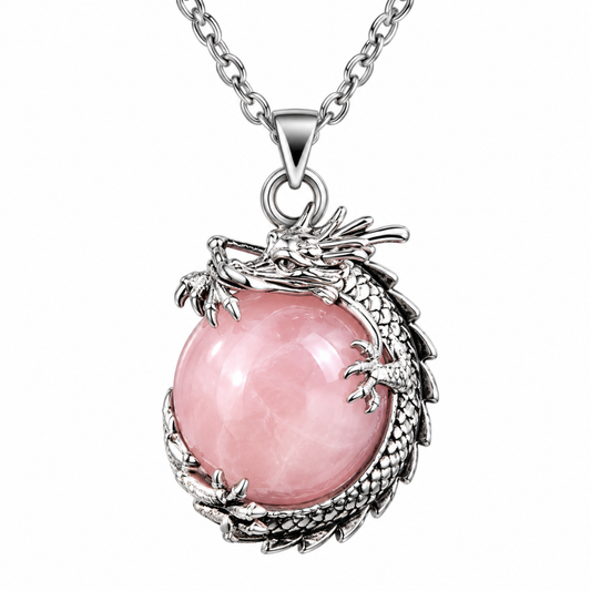 Rose Quartz Dragon Necklace