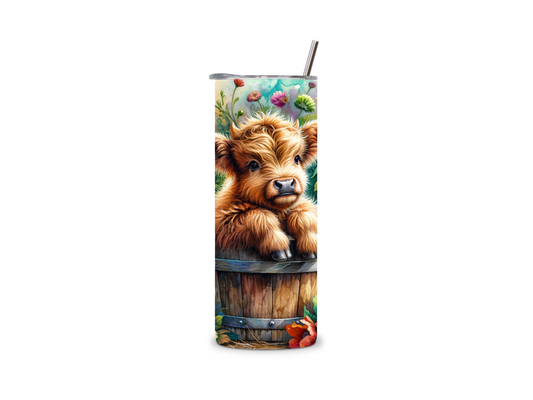 Highland Baby Cow with Flowers 20 oz Tumbler