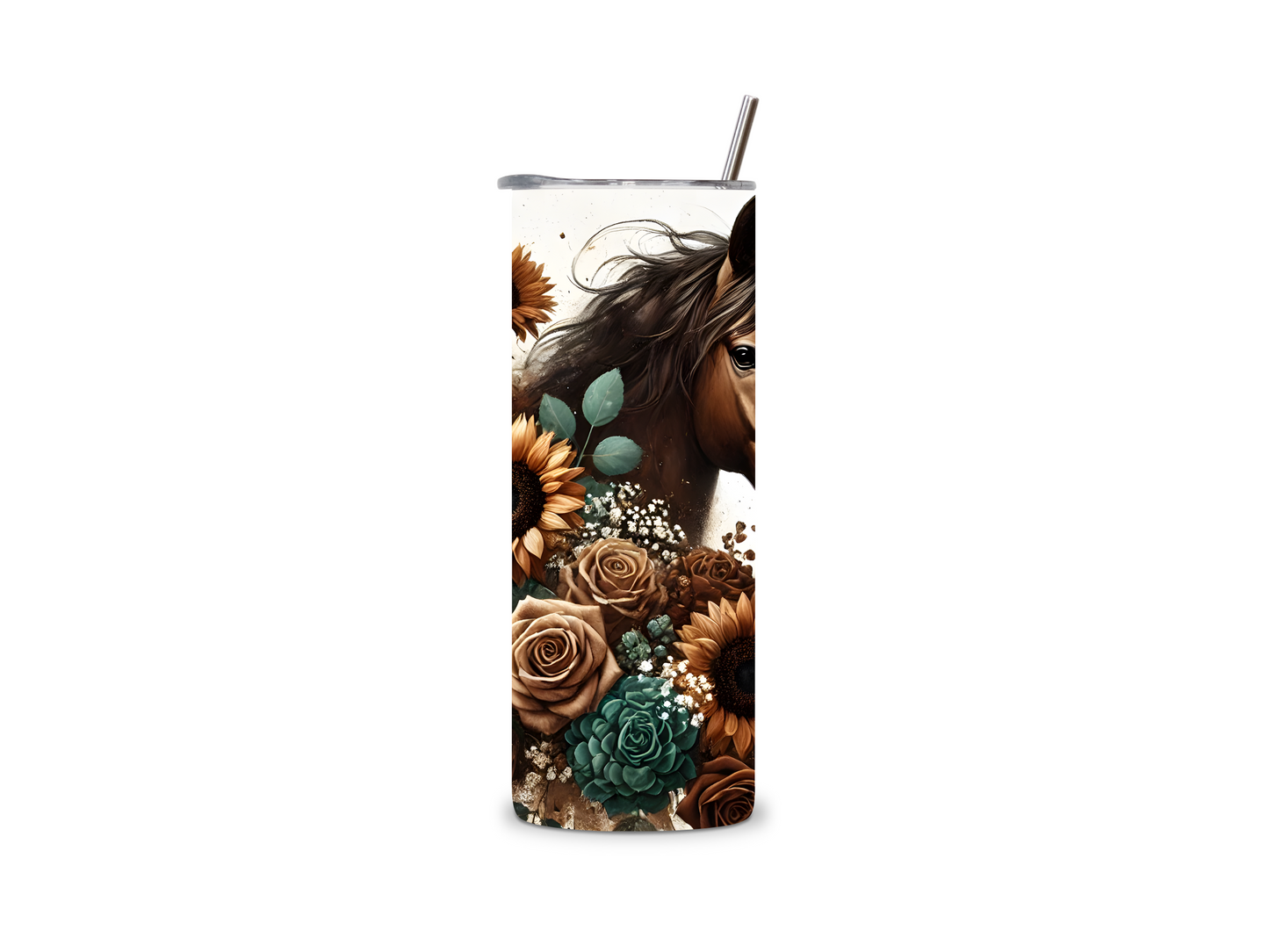 Sunflower And a Beautiful Horse 20 oz Tumbler