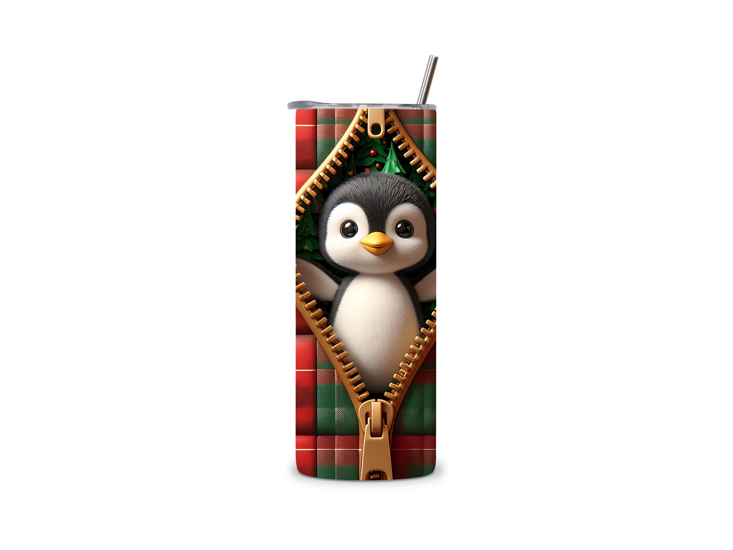 Penguin 3D Zipper 20 oz Tumbler